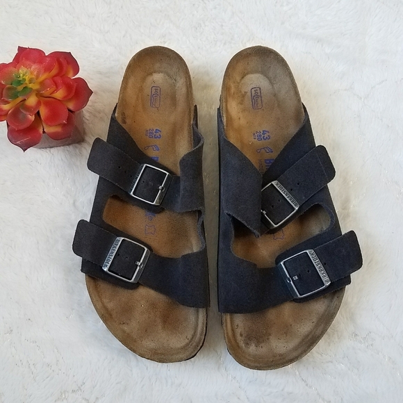 Birkenstock Arizona Soft Footbed Black Suede Sandals - Picture 1 of 9